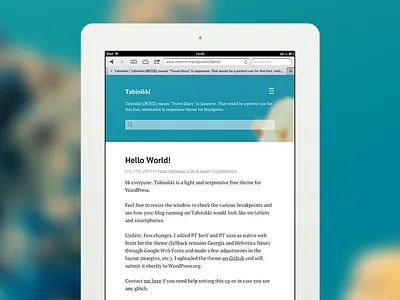 Download Tabinikki for free blog free freebie pt responsive theme wordpress