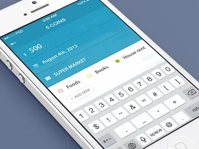 5Coins App iOS7 accounts app cost design ios7 iphone money spent