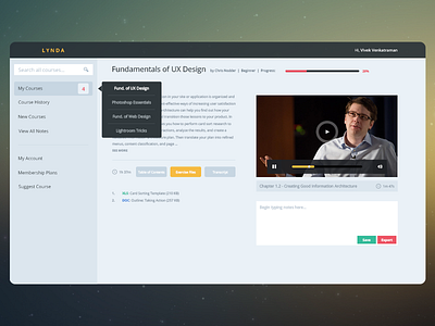 Lynda Redesign app flat flat design interface lynda minimal redesign ui ui design ux web web design