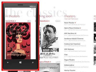 Metro UI Movies Phone App app flat flatui metro mobile movies phone red ui white windows wp7