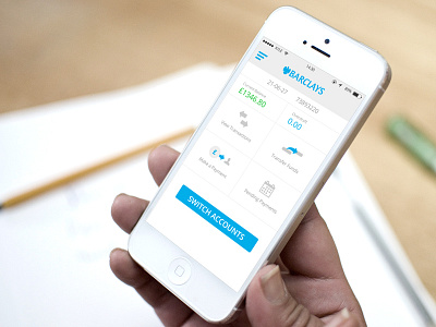 iOS 7 Barclays App Account Overview app bank app banking barclays blue ios7 iphone mobile money transactions ui white