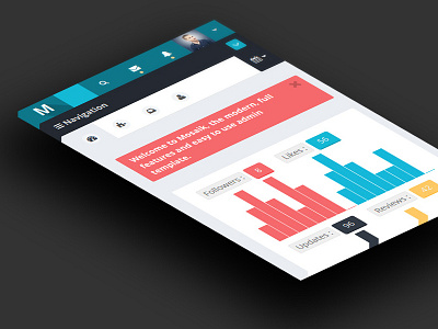 Mosaik app clean dashboard flat homepage interface knob minimal responsive ui ux web