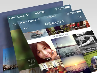 Followgram app iOS 7 redesign app flat followgram instagram interface ios7 photoview redesign