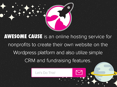 Awesome Cause Landing Page (Black) flat landing space spaceship vector