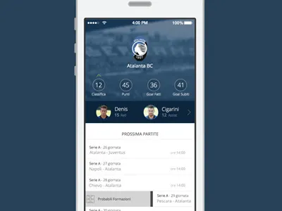 Atalanta IOS7 app apple football free ios7 iphone sketch ui ux