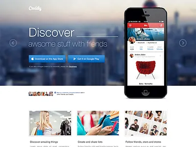 Landing Page app download interface iphone landing page social ui ux