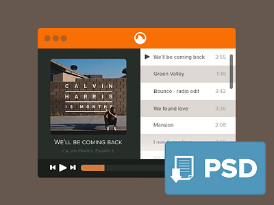Freebie PSD: Grooveshark Mini player app application clean design flat free freebie grooveshark mac player psd web