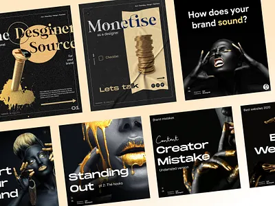 Social Media - Custom Design black black and gold concept designer editorial gold instagram layout design luxury mobile personal branding post social media stories ui