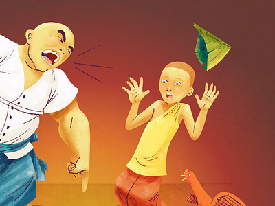 Scolded 50s animation childrens book illustration paint photoshop