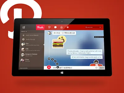 Unofficial Path Windows modern UI (chat) app flat ipad modern path social surface tablet