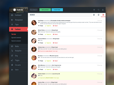 Managing feedback add admin button cms comments content feedback flat people