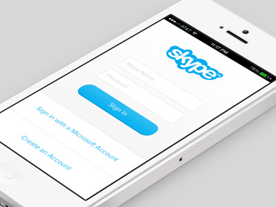 Skype Login account blue flat ios iphone login mobile sign in skype ui