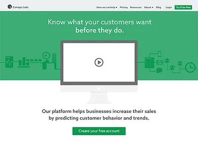 Landing page for startup company branding clean company site design flat green landing page minimal ontario re brand startup toronto