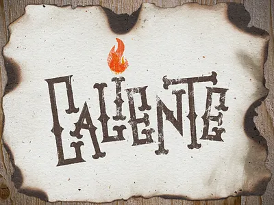 Caliente lettering burned burnt caliente custom fire hand drawn hot lettering orange red type typography