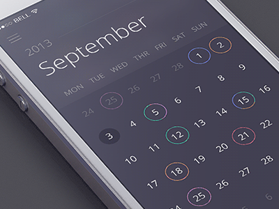 Sidebar calendar animation aimation blur calendar flat sidebar