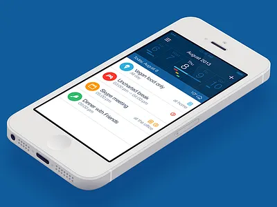 Calendar app blue calendar clean flat green ios ios 7 iphone orange red white