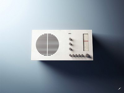 Braund 3d radio 3d blue braun clean design light radio shadow studio vintage vray white