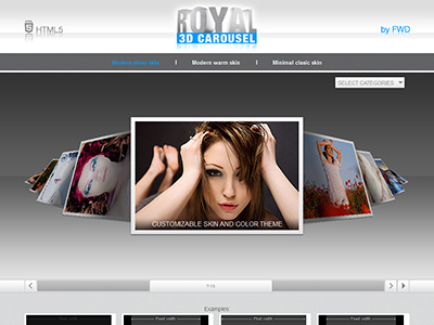 Royal 3D Carousel 3d caption carousel fluid gallery html5 image mobile plugin resizable responsive slideshow