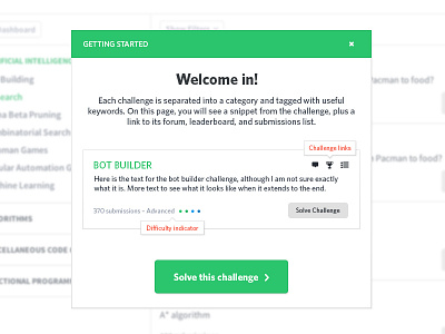 Welcome Modal green hackerrank interface modal onboarding web welcome whitney