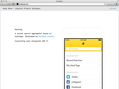 New Portfolio ios iphone minimal monosten portfolio simple ui