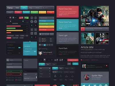 Fancy UIkit 1.0 black buttons dark fancy glow gradient grey interface kit ui web website
