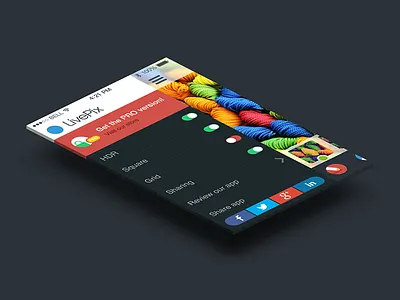 Vertical Side Menu app flat menu photo sharing switches ui vertical