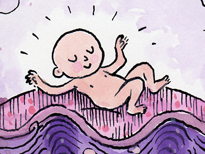 Welcome Ocean baby clam gouache ocean pen and ink watercolor