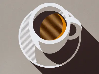 Espresso coffee espresso flat illustration lines long shadow screen print screenprint shadow silkscreen print simple vector