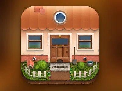 Home icon app dog flower garden green ground home icon ios rooftop tree window
