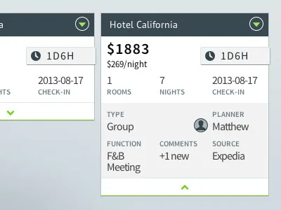 Deal Card Details card grouping iconography