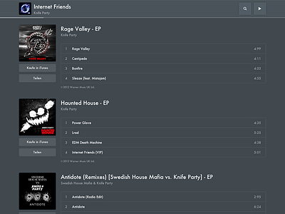 Fndrr - Album List album artist cover daft punk fndrr internet friends itunes knife party list play player song