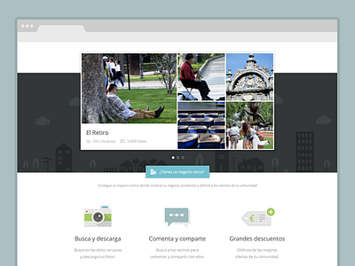 Voybien Homepage background buildings camera flat home icons pattern photos social ticket
