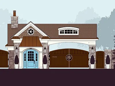 Entry Elevation architecture house landscape monogram stone