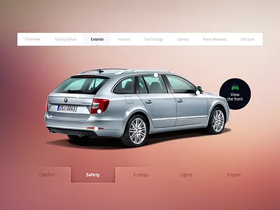 SKODA redesign - exterior page car fixed navigation product page redesign skoda webdesign