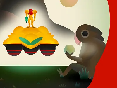 Metroid Chozo bounty hunter cosmos exploration galaxy illustration metroid space wip