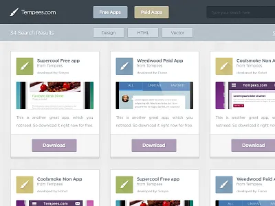 Flat application result list apps blocks boxes flat list result