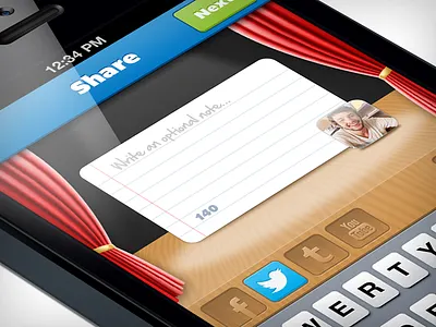 Share app curtains facebook icon ios iphone mobile note stage tumblr twitter youtube