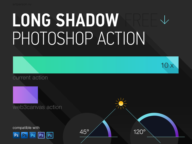 Example of Free Long Shadow Photoshop Action