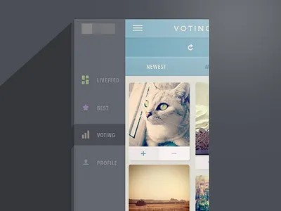 Voting screen (side menu) flat iphone menu navigation bar side