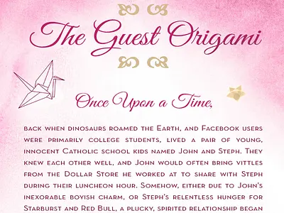 Guest Origami a engagement guest john love once origami party steph time upon