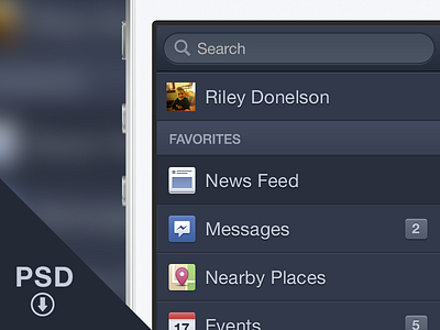 Facebook iOS Menu - Free PSD download facebook free freebie ios iphone menu psd psddd
