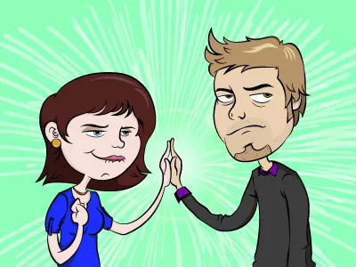 High Five character characters characture couple five hands high illustration illustrator people portrait portraits