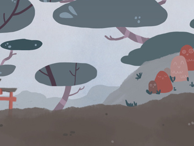 Road to temple background digital environment illustration