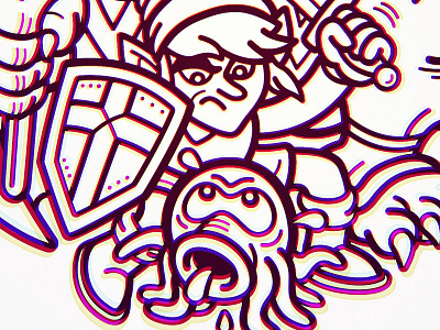 Link and Octorok 3nes 8 bit cartoon gaming gannon link monster nes pig vector zelda