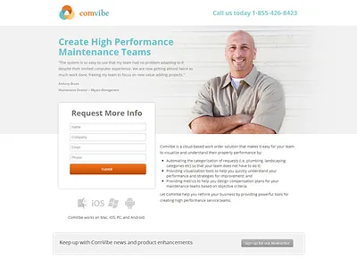 Landing Page design info landing page layout orange product simple ui