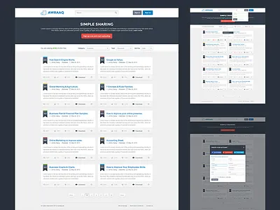 Document sharing website download icons member profile project sign in sign up subpage ui ux document website design widget