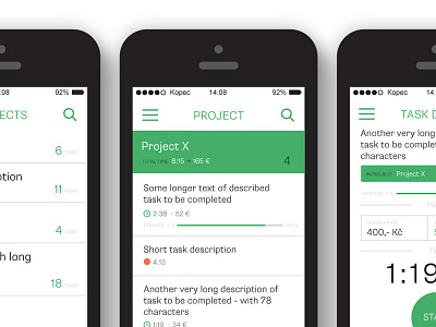 Tiiky revisions app application flat ios iphone mobile time tracking ui ux