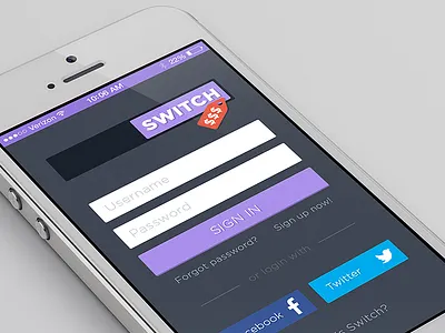 Mobile app login screen app button ios7 login mobile purple