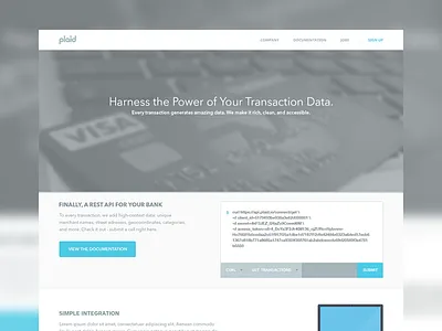 Plaid bank branding clean design homepage interface minimal modernbits web