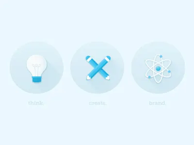 think. create. brand. blue brand create design flat icons media think winning